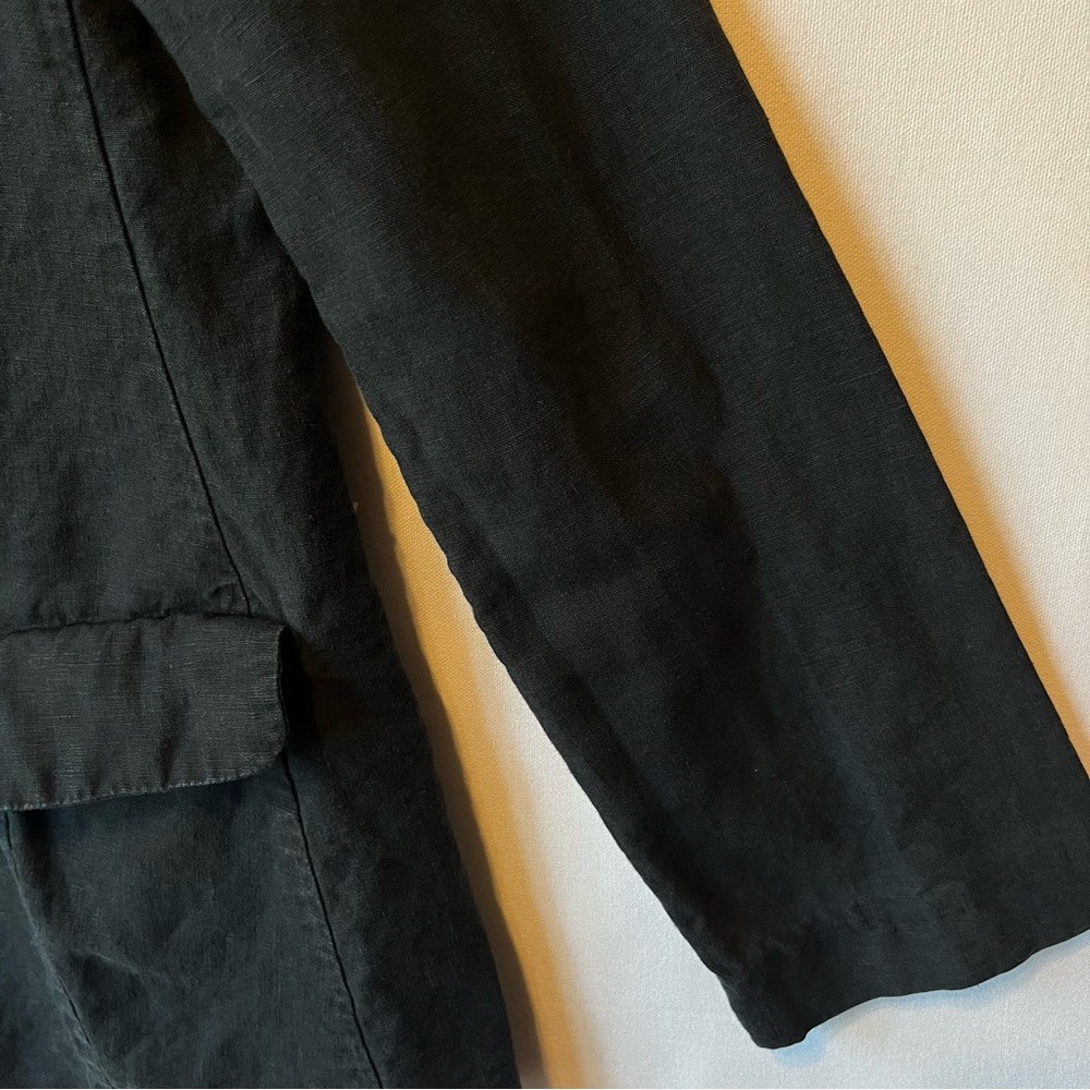 J Jill Linen blazer jacket M Single button Black Pockets Breathable Lightweight - Picture 6 of 8